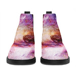 Galaxy Wolf Portrait Print Flat Ankle Boots