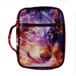 Galaxy Wolf Portrait Print Front Pocket Bible Bag