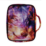 Galaxy Wolf Portrait Print Front Pocket Bible Bag
