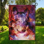 Galaxy Wolf Portrait Print Garden Flag