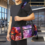 Galaxy Wolf Portrait Print Gym Bag