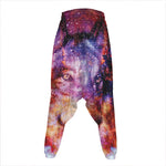 Galaxy Wolf Portrait Print Hammer Pants