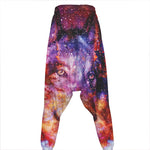 Galaxy Wolf Portrait Print Hammer Pants