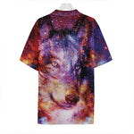 Galaxy Wolf Portrait Print Hawaiian Shirt
