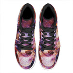 Galaxy Wolf Portrait Print High Top Leather Sneakers