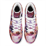 Galaxy Wolf Portrait Print High Top Leather Sneakers