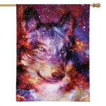 Galaxy Wolf Portrait Print House Flag