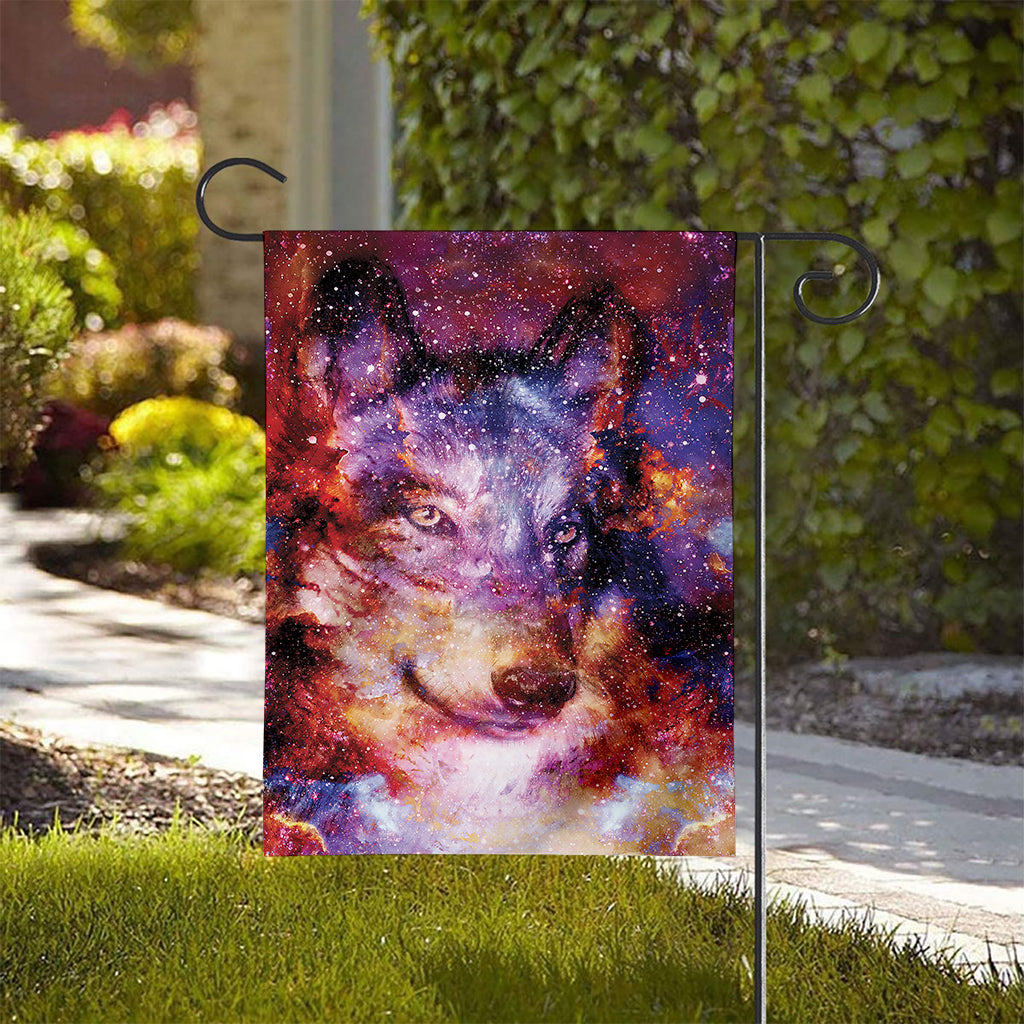 Galaxy Wolf Portrait Print House Flag