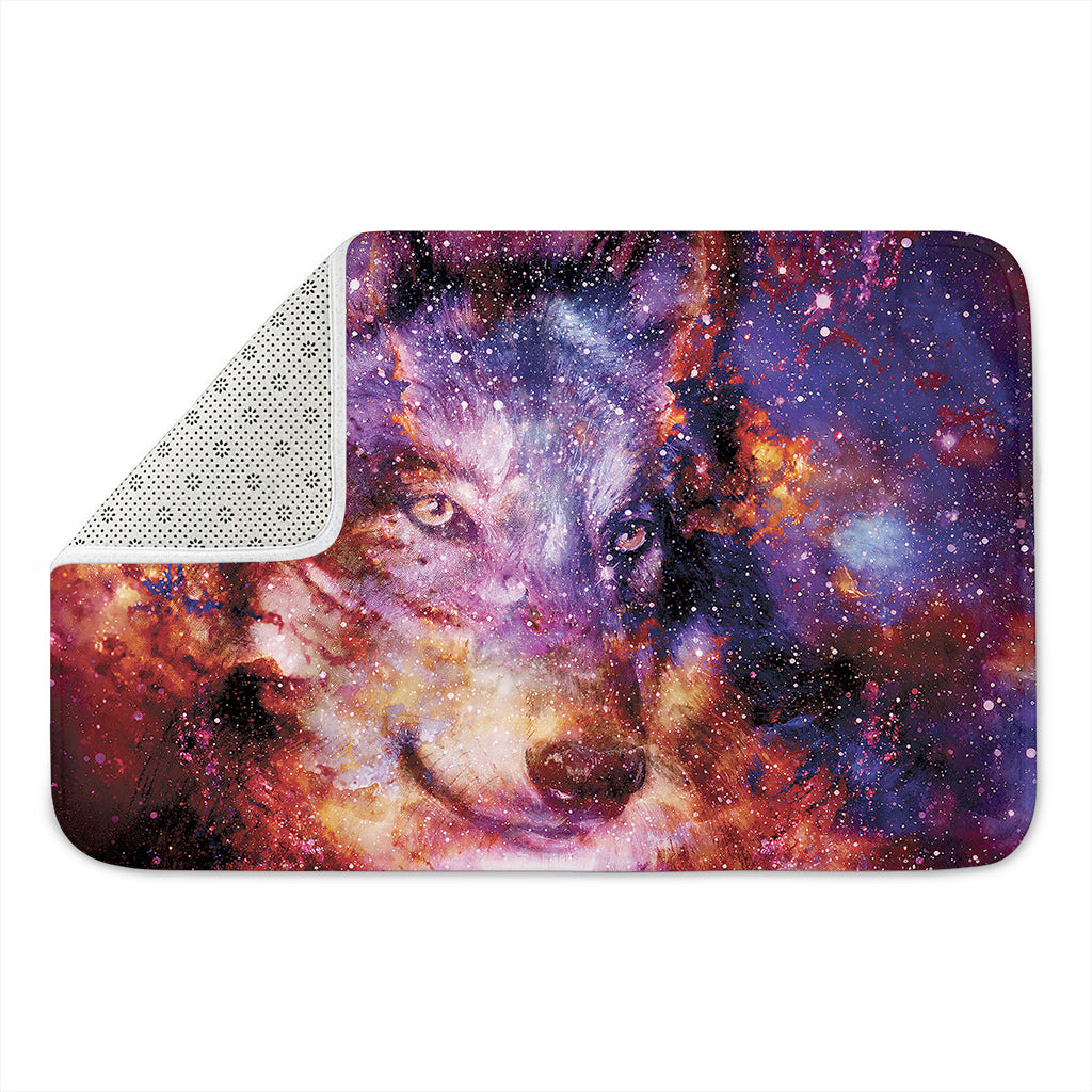 Galaxy Wolf Portrait Print Indoor Door Mat