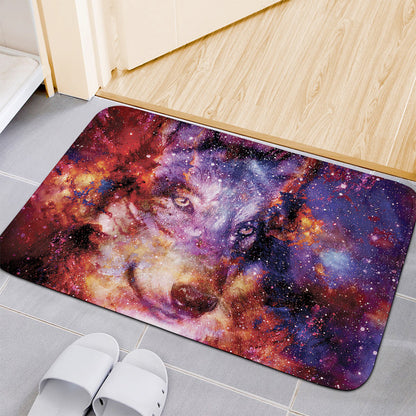 Galaxy Wolf Portrait Print Indoor Door Mat