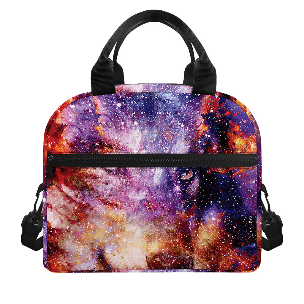 Galaxy Wolf Portrait Print Insulated Lunch Bag
