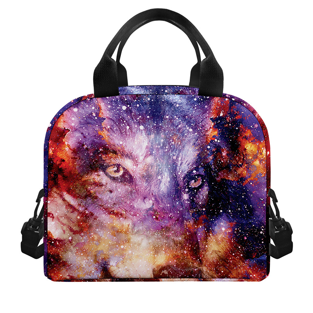 Galaxy Wolf Portrait Print Insulated Lunch Bag