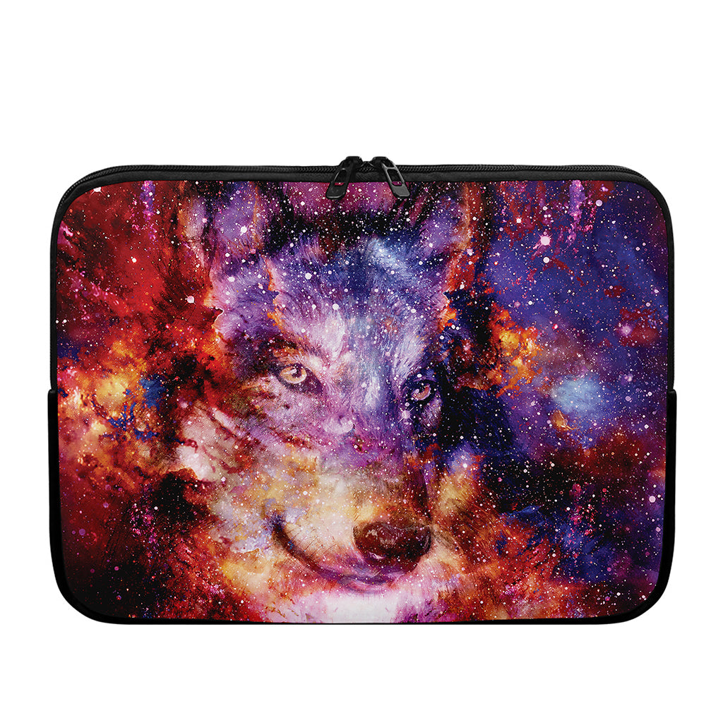 Galaxy Wolf Portrait Print Laptop Sleeve