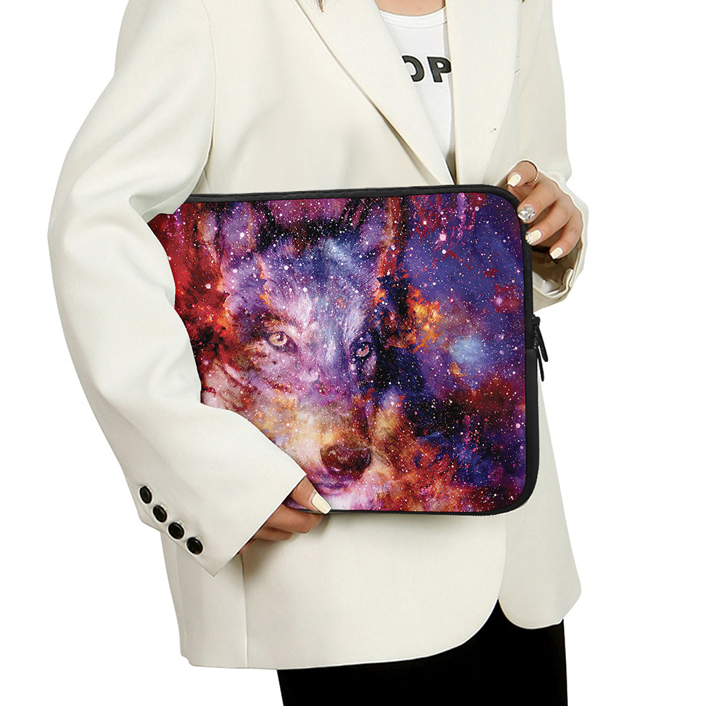 Galaxy Wolf Portrait Print Laptop Sleeve