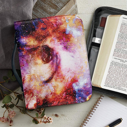 Galaxy Wolf Portrait Print Leather Bible Cover