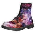 Galaxy Wolf Portrait Print Lace-Up Boots