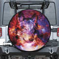 Galaxy Wolf Portrait Print Leather Spare Tire Cover