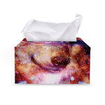 Galaxy Wolf Portrait Print Leather Tissue Box Cover