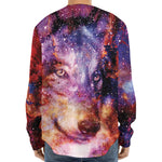 Galaxy Wolf Portrait Print Long Sleeve Baseball Jersey