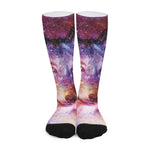 Galaxy Wolf Portrait Print Long Socks
