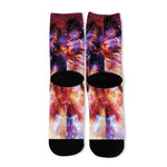 Galaxy Wolf Portrait Print Long Socks