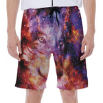 Galaxy Wolf Portrait Print Men's Beach Shorts