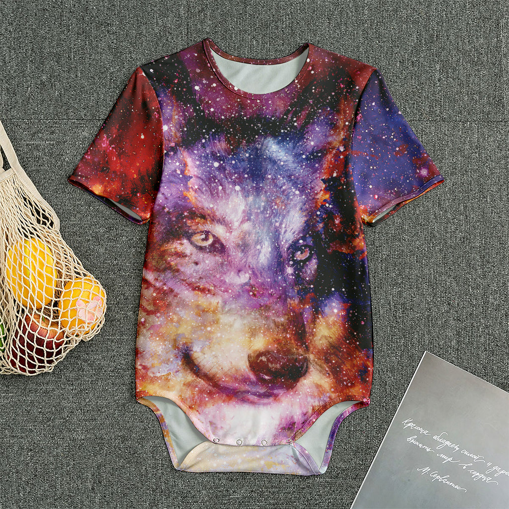 Galaxy Wolf Portrait Print Men's Bodysuit