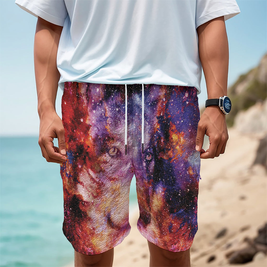 Galaxy Wolf Portrait Print Men's Cargo Shorts