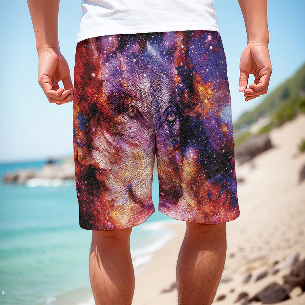 Galaxy Wolf Portrait Print Men's Cargo Shorts