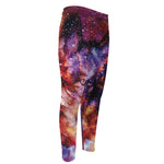 Galaxy Wolf Portrait Print Men's Compression Pants