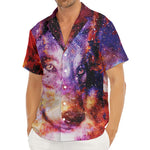 Galaxy Wolf Portrait Print Men's Deep V-Neck Shirt