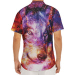 Galaxy Wolf Portrait Print Men's Deep V-Neck Shirt