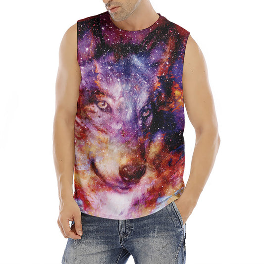 Galaxy Wolf Portrait Print Men's Fitness Tank Top