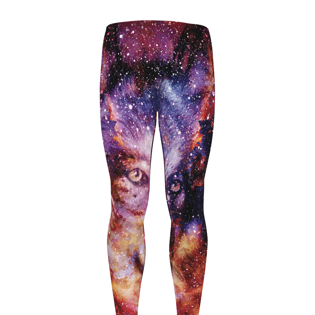 Galaxy Wolf Portrait Print Men's leggings