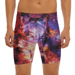 Galaxy Wolf Portrait Print Men's Long Boxer Briefs