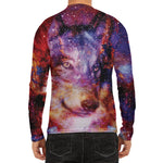 Galaxy Wolf Portrait Print Men's Long Sleeve Rash Guard