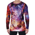 Galaxy Wolf Portrait Print Men's Long Sleeve T-Shirt