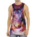 Galaxy Wolf Portrait Print Men's Muscle Tank Top