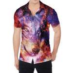 Galaxy Wolf Portrait Print Men's Shirt