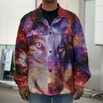 Galaxy Wolf Portrait Print Men's Shirt Jacket