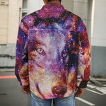 Galaxy Wolf Portrait Print Men's Shirt Jacket
