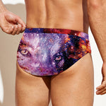 Galaxy Wolf Portrait Print Men's Swim Briefs