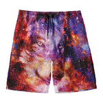 Galaxy Wolf Portrait Print Men's Swim Trunks