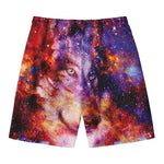 Galaxy Wolf Portrait Print Men's Swim Trunks