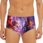 Galaxy Wolf Portrait Print Men's Triangle Swim Briefs
