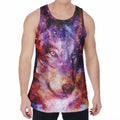 Galaxy Wolf Portrait Print Men's Velvet Tank Top