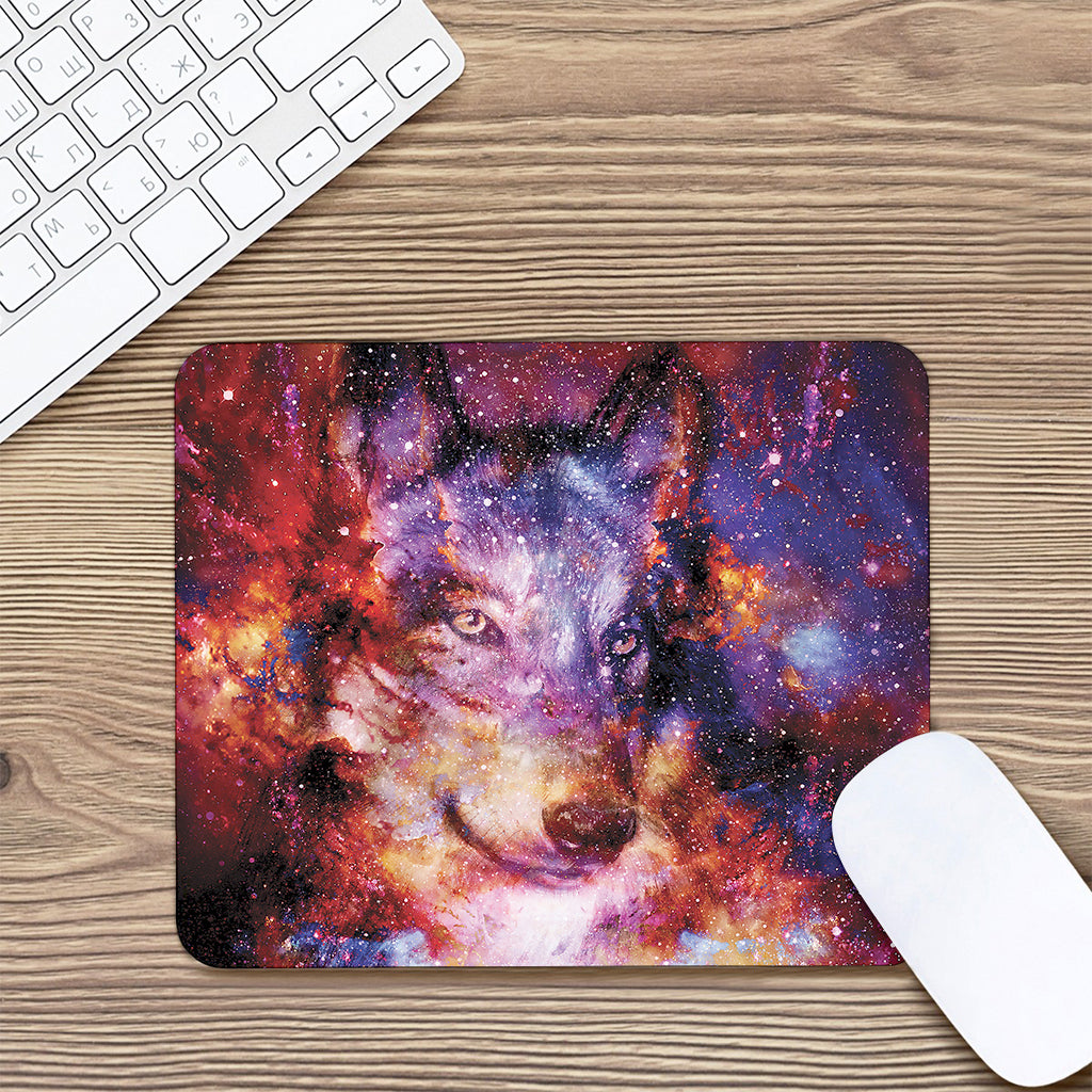 Galaxy Wolf Portrait Print Mouse Pad