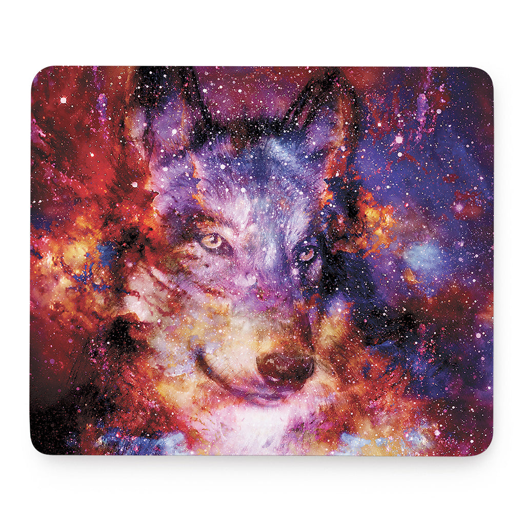 Galaxy Wolf Portrait Print Mouse Pad