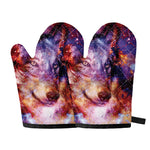 Galaxy Wolf Portrait Print Oven Mitts