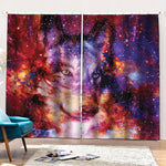Galaxy Wolf Portrait Print Pencil Pleat Curtains